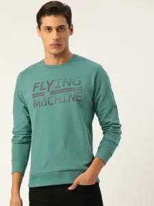 Flying Machine Men Green Brand Logo Print Sweatshirt