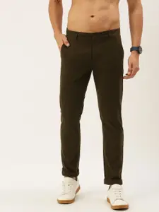 Flying Machine Men Olive Green Regular Fit Chinos Trousers