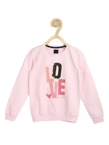Allen Solly Junior Girls Pink Printed Embellished Sweatshirt