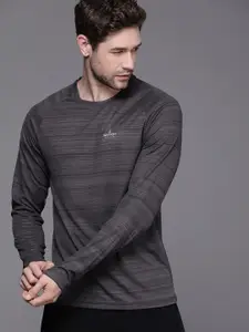 WROGN ACTIVE Men Charcoal Grey Solid Slim Fit T-shirt