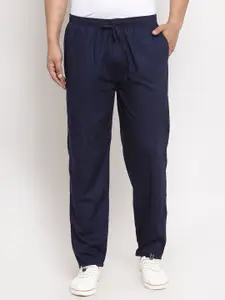 JAINISH Men Navy Blue Solid Slim-Fit Cotton Track Pants