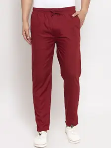 JAINISH Men Maroon Solid Slim-Fit Track Pants
