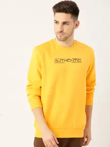 Monte Carlo Men Yellow Typography Cotton Sweatshirt