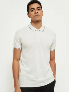 max Men Off White Polo Collar T-shirt