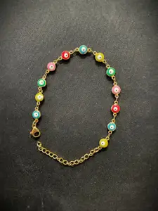 Digital Dress Room Men Gold-Toned & Multi Evil Eye Beaded Bracelet Rakhi