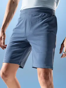 DAMENSCH Men Solid Blue Premium Regular Fit Ottoman Textured Shorts