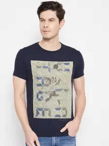 Duke Men Blue Printed Slim Fit T-shirt