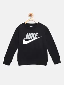Nike Boys Black & Grey Brand Logo Print Club HBR FT Hoodie Sweatshirt