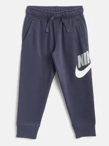 Nike Boys Navy Blue Brand Logo Printed Club French Terry Pants
