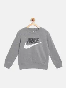 Nike Boys Grey & Black Brand Logo Print Club HBR FT Sweatshirt