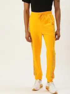 FOREVER 21 Men Mustard Yellow Printed Pure Cotton Joggers