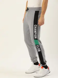 FOREVER 21 Men Grey Printed Pure Cotton Joggers