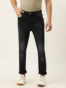 FOREVER 21 Men Black Mildly Distressed Light Fade Slim Fit Stretchable Jeans