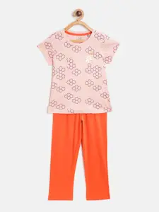 Sweet Dreams Pink and orange Geometric Print Pajama Set