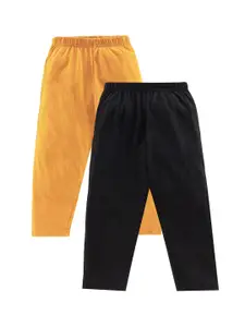 KiddoPanti Boys Pack Of 2 Yellow & Black Solid Pyjama Pants