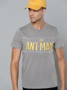 Kook N Keech Marvel Men Grey & Yellow Ant-Man Printed Pure Cotton T-shirt