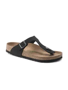 Birkenstock Gizeh Vegan Black Regular Width Birko-Flor Nubuck Thong Sandals