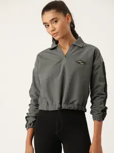 DressBerry Women Charcoal Grey Solid Sweatshirt