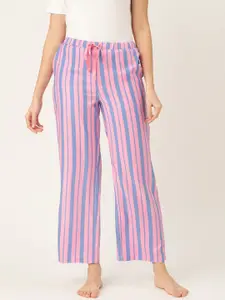 DressBerry Women Blue & Pink Striped Lounge Pants