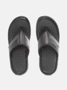 Carlton London Men Black Perforated Comfort Sandals