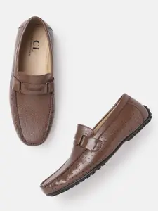Carlton London Men Brown Textured Driving Shoes