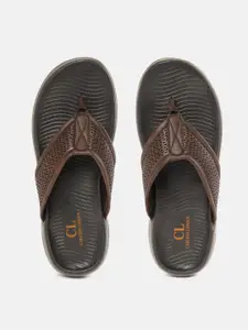 Carlton London Men Brown Perforated Comfort Sandals