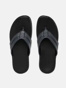 Carlton London Men Navy Blue Saffiano Effect Comfort Sandals