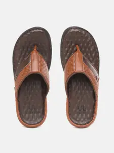 Carlton London Men Tan Brown Perforated Comfort Sandals