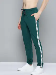 Kook N Keech Marvel Men Green Solid Slim Fit Track Pants with Side Straps