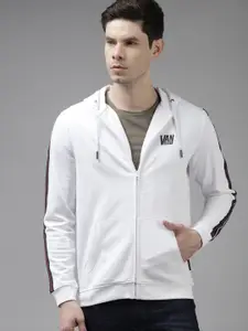 Van Heusen Sport Men White Solid Hooded Sweatshirt