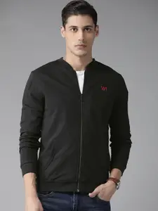 Van Heusen Sport Men Black Solid Front-Open Sweatshirt