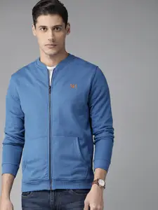 Van Heusen Sport Men Blue Solid Front-Open Sweatshirt