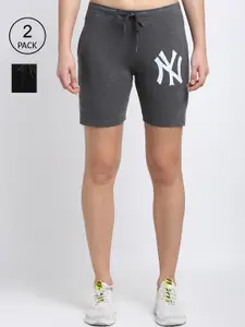 VIMAL JONNEY Women Grey Printed Mid-Rise Sports Shorts