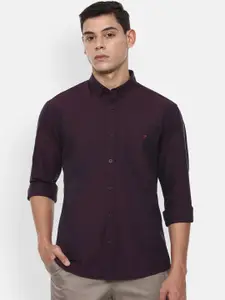 Louis Philippe Sport Men Purple Slim Fit Opaque Cotton Casual Shirt