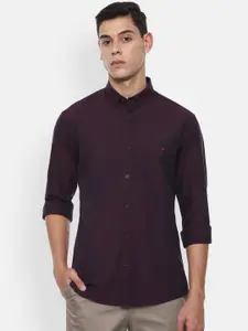 Louis Philippe Sport Men Purple Slim Fit Opaque Pure Cotton Casual Shirt