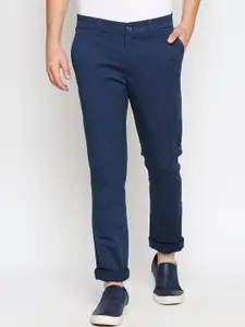 Basics Men Blue Tapered Fit Trousers