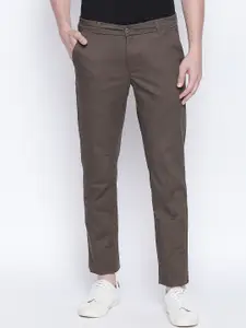 Basics Men Coffee Brown Tapered Fit Trousers