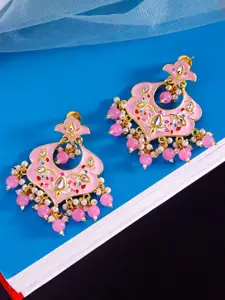 Yellow Chimes Pink Contemporary Chandbalis Earrings