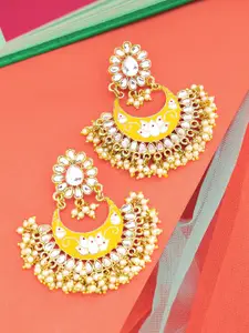 Yellow Chimes Yellow Meenakari Chandbalis Earrings