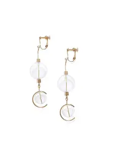 Blisscovered Gold-Toned & White Artificial Beads Beaded Contemporary Drop Earrings
