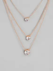 Kord Store Rose Gold-Plated Stone Studded Layered Necklace