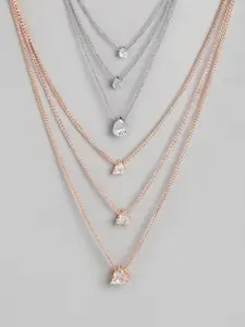 Kord Store Silver-Toned & Rose Gold Rose Gold-Plated Layered Necklace