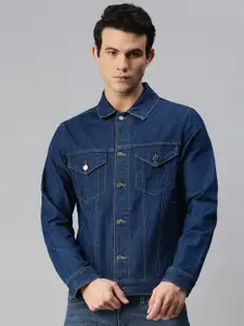 Urbano Fashion Men Blue Washed Denim Jacket