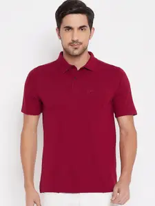 NEVA Men Maroon Polo Collar Pockets T-shirt