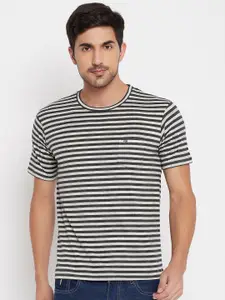 NEVA Men Grey Striped Pockets T-shirt