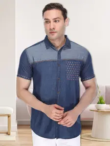 Kuons Avenue Men Blue Slim Fit Opaque Denim Casual Shirt