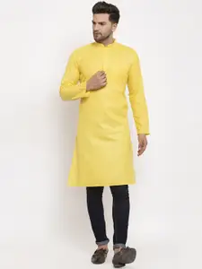 KRAFT INDIA Men Yellow Solid Straight Kurta