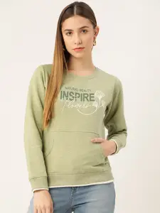 Monte Carlo Women Green Typography Print Sweatshirt