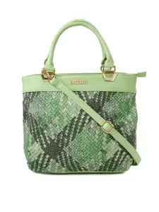 Caprese Green & Grey Patterned Handbag