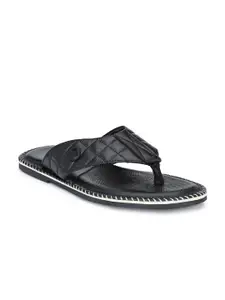 Eego Italy Men Black Textured Leather Comfort Sandals